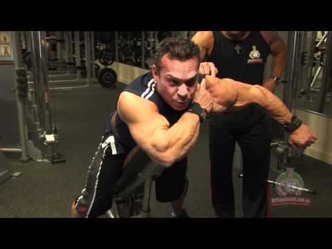 rear delt raise - http://www.mrsupplement.com.au - Rich Gaspari's Workout Tips - Delt Exercise 5 - Rear Lateral Dumbbell Raise: Former Arnold Classic Champion & 3x Mr Olympia ...