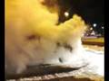 Burnout in a snow bank