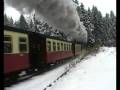 Steam Train of the HSB blasts through the Snow out of Drei Annen Hohne, Germany
