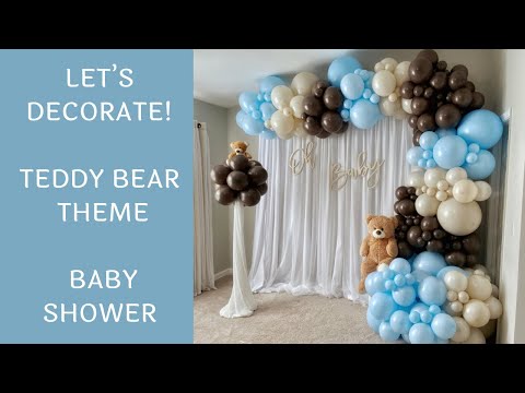video-linktoworks-Teddy Bear Baby Shower Decorations | Balloon Garland...