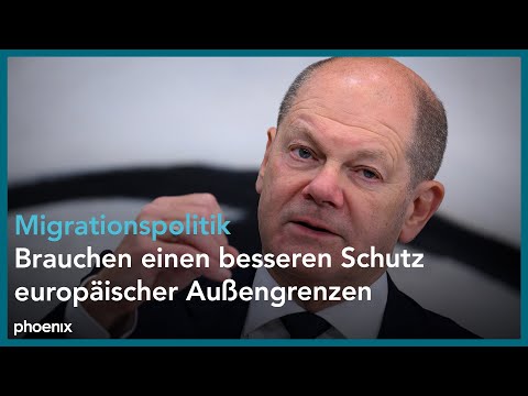 Bundeskanzler Olaf Scholz (SPD) zu den Ergebnissen des  ...
