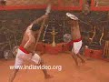 Sword and spear fight in Kalarippayattu martial art  Kerala India