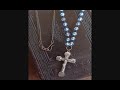 French At Heart: Blue Glass Rosary With Cross Charm