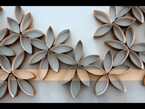 Flowers - How to make paper flowers using toilet paper rolls. Makes great wall art.