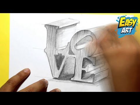 how to draw love in 3d