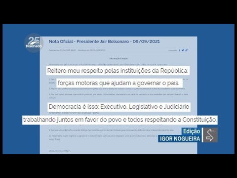 Bolsonaro divulga carta sobre suas manifestações no Dia da Independência; senadores repercutem