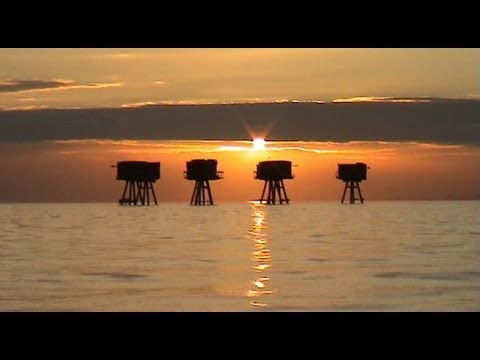 Thames Esturary - Maunsell Forts in the Thames Estuary. Built as wartime defences, they were later used by pirate radio stations.