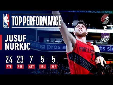 Video: Jusuf Nurkic HISTORIC 5x5 GAME | January 1, 2019