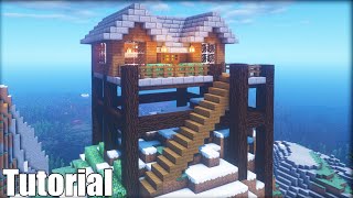 Minecraft Tutorial: How To Make A Spruce Wood Cliff House 