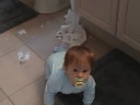 Maddie destroys the toilet paper
