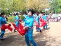 Blue Women Red Scarf Dance