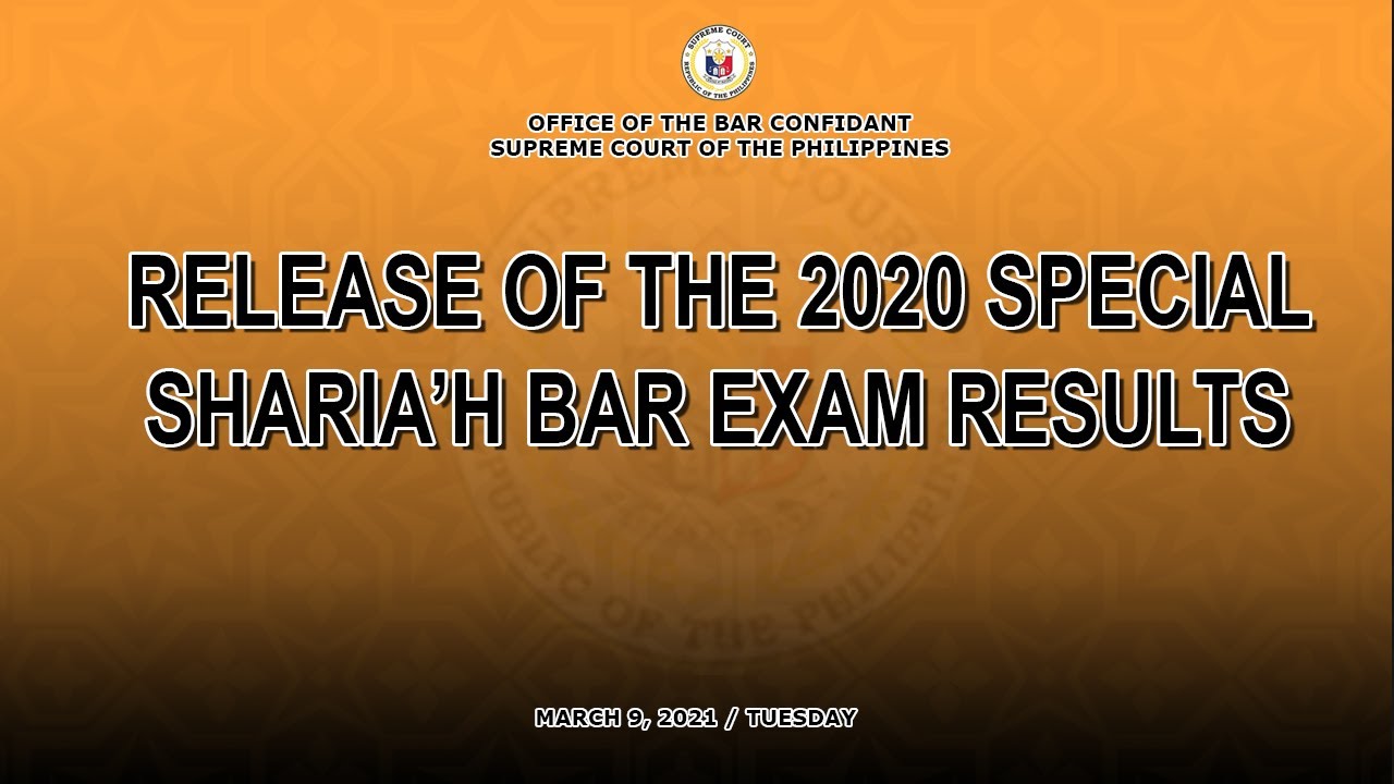 Release of the 2020 Special Sharia'h Bar Examinations Result