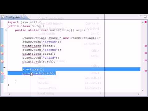 Intermediate Java Tutorial - 14 - Stacks, push, pop