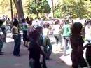 Tuskegee Students Line Dancing on the Patio the Bunny Hop