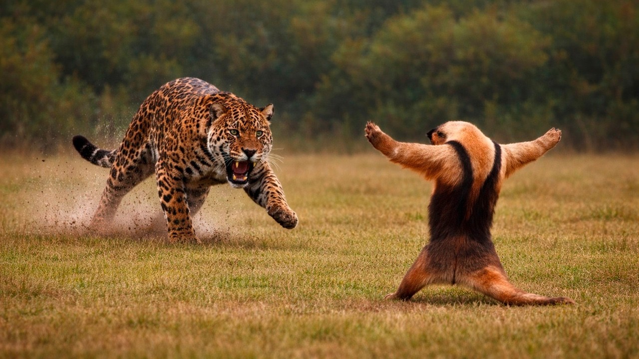 ONÇA TENTA ATACAR TAMANDUÁ MAS ACONTECE ALGO INCRÍVEL