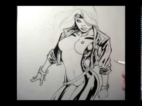 how to draw rouge from x-men step by step
