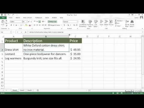 how to fit text in excel