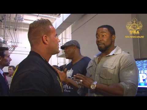 gilthecat - 4x Mr. Olympia Jay Cutler catches up with actor Michael Jai White backstage at the 2012 Olympia.