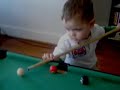 pool and billiards 23 month old best shot little sniper kid baby back at it.