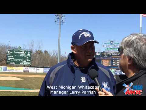 New West Michigan Whitecaps Manager Larry Parrish talks with WHTC News Director Gary Stevens at Fifth Third Ballpark on Apr. 3, 2013, a day before the team's season opener against visiting Dayton. New West Michigan Whitecaps Manager Larry Parrish talks with WHTC News Director Gary Stevens at Fifth Third Ballpark on Apr. 3, 2013, a day before the team's season opener against visiting Dayton.
