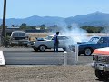 chuck thompson in his 68 dodge dart up agains brent noakes in his 69 dodge dart at the redding drag strip.