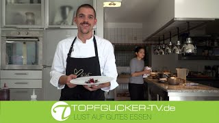 Carpaccio von der Jakobsmuschel | rote Bete | Korallencreme | Louis Linster quats)  | Kartoffelrisotto | Topfgucker-TV