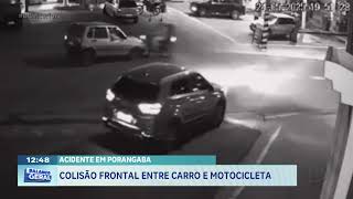 Acidente em Porangaba: colisão frontal entre carro e motocicleta