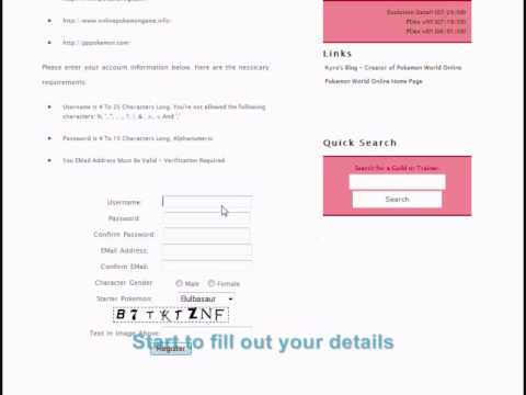 how to register in pokemon world online