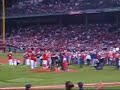 after winning game 7 of the alsc, jonathan papelpbon entertains the fenway faithful with his popular riverdance.