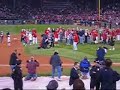 after winning game 7 of the alsc, jonathan papelpbon entertains the fenway faithful with his popular riverdance.