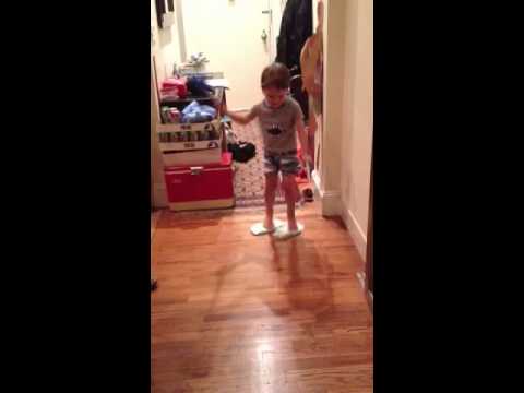 Diaper Skiing with Golf Clubs