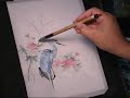 Blue Heron w/ Hibiscus Watercolor Painting Demo Blue Heron w/ Hibiscus Watercolor Painting Demo