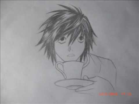 how to draw l'hair from death note