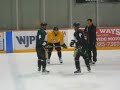 9/26/10 - pittsburgh penguins training camp/practice @iceoplex: sid & max have a face-off challenge. minus the hockey puck.... xoxo penguins paparazzi