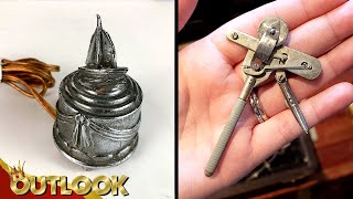 What Is This Mysterious Small Vintage Metal Decorative Item And Brass Piece With A Wheel On Top?