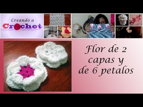 Flor de 2 capas de 6 petalos - Tutorial de tejido crochet