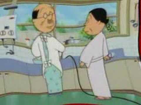 おじいさんはサザエさん一家にとりついていきました