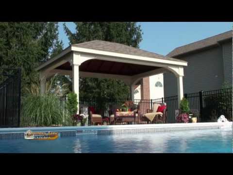 gazebos - See more at http://www.CountryLaneGazebos.com Vinyl Pavilion Standard Features Our Vinyl Pavilions are made from #1 grade treated southern yellow pine and co...