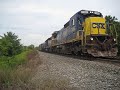 CSX freights on the Selkirk Branch 2 CSX trains passing by Game Farm Rd We Have the following 1. CSX Q161 with an AC400 and a Gevo leading a LONG westbound stack train out of Selkirk 2. CSX Q332 with a dash 8 and GP38 leading a mixed freight into Selkirk Yard Have any questions? Leave a comment as well as some Feedback! Enjoy!