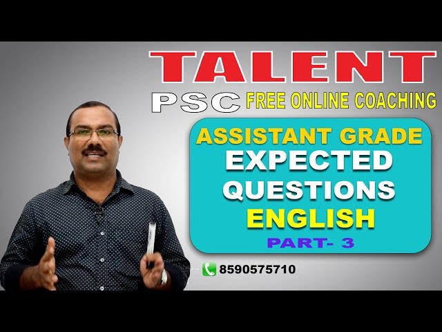 PSC | Assistant Grade Special | EXPECTED QUESTIONS- English Part 3