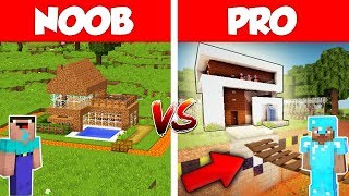 Minecraft NOOB vs PRO: SAFEST MODERN HOUSE BUILD CHALLENGE in Minecraft / Animation