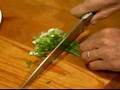 Gourmet Salmon Patties: Burger Recipes : Cutting Green Onions for Salmon Burger Recipe
