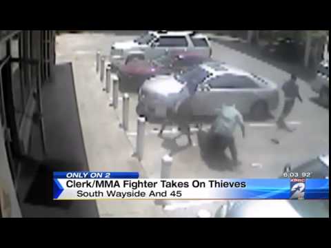 MMA fighter Beats Up Thieves at gas station Texas
