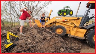 Backhoe for kids  Digging for toys and learning co