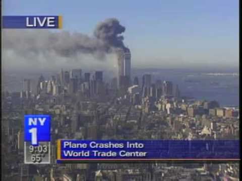 ny1 - 2nd plane impact 9/11 LIVE, World Trade Center South Tower explodes, seen from the Empire State Building.