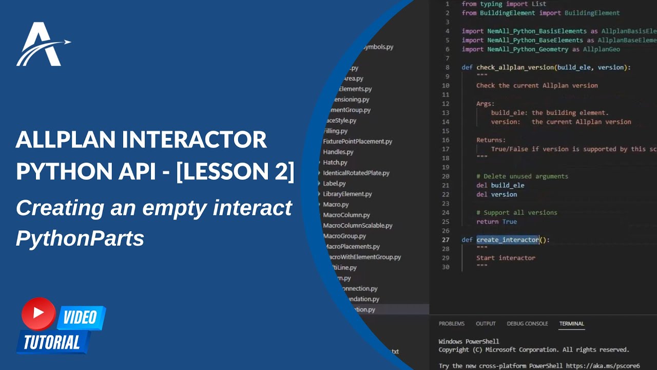 ALLPLAN interactor Python API | [LESSON 2] - Creating Empty Interactive PythonParts