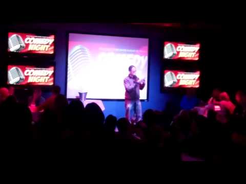 Franchescos Comedy Night. Ron Reiner intros Mike Maxwell.