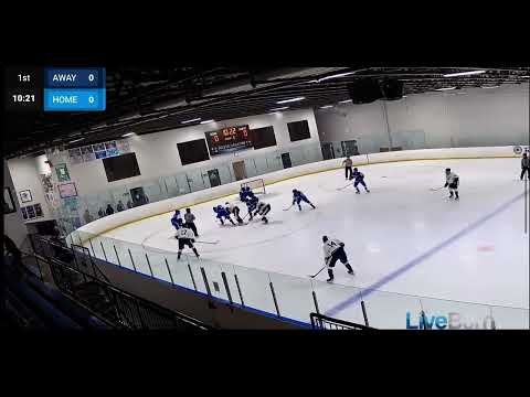 Dark defense lined up on the boards. Stretch pass from goal line to get blue line (Tier1 Elite Showcase in Chicago 10/25-10/2)