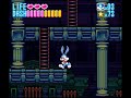 I play through levels 1 and 3 in Tiny Toons for the SNES. This time, I play in the hardest difficulty mode: Challenge.Buster starts with only one life unit. He can have just three life units maximum in a level. Extra crystal carrots will not extend his life meter past 3. Enemies and bosses move somewhat faster as well.Luckily, careful and timely use of the Dash can make Buster invincible most of the time.