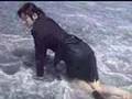 Japanese WETLOOK movie in the sea.